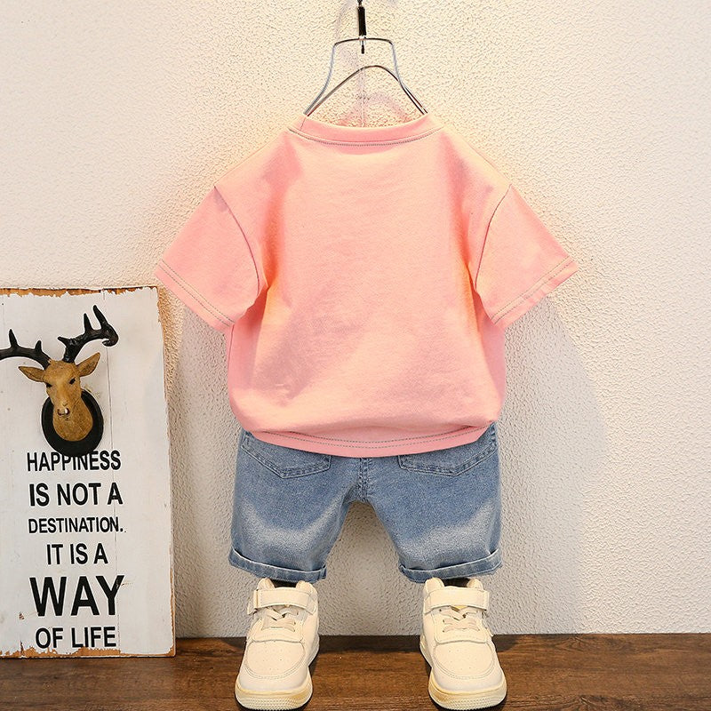 Novo verão bebê menino crianças roupas terno tops de manga curta camiseta cal