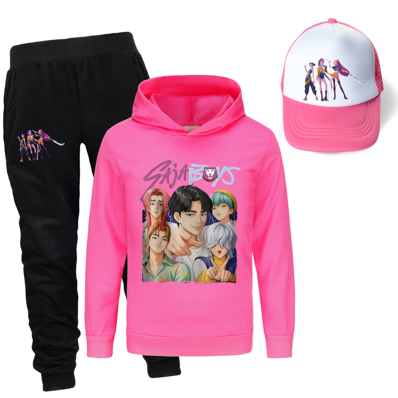 Kpop demon hunters huntrix conjuntos de roupas meninos moletons menino moletom +