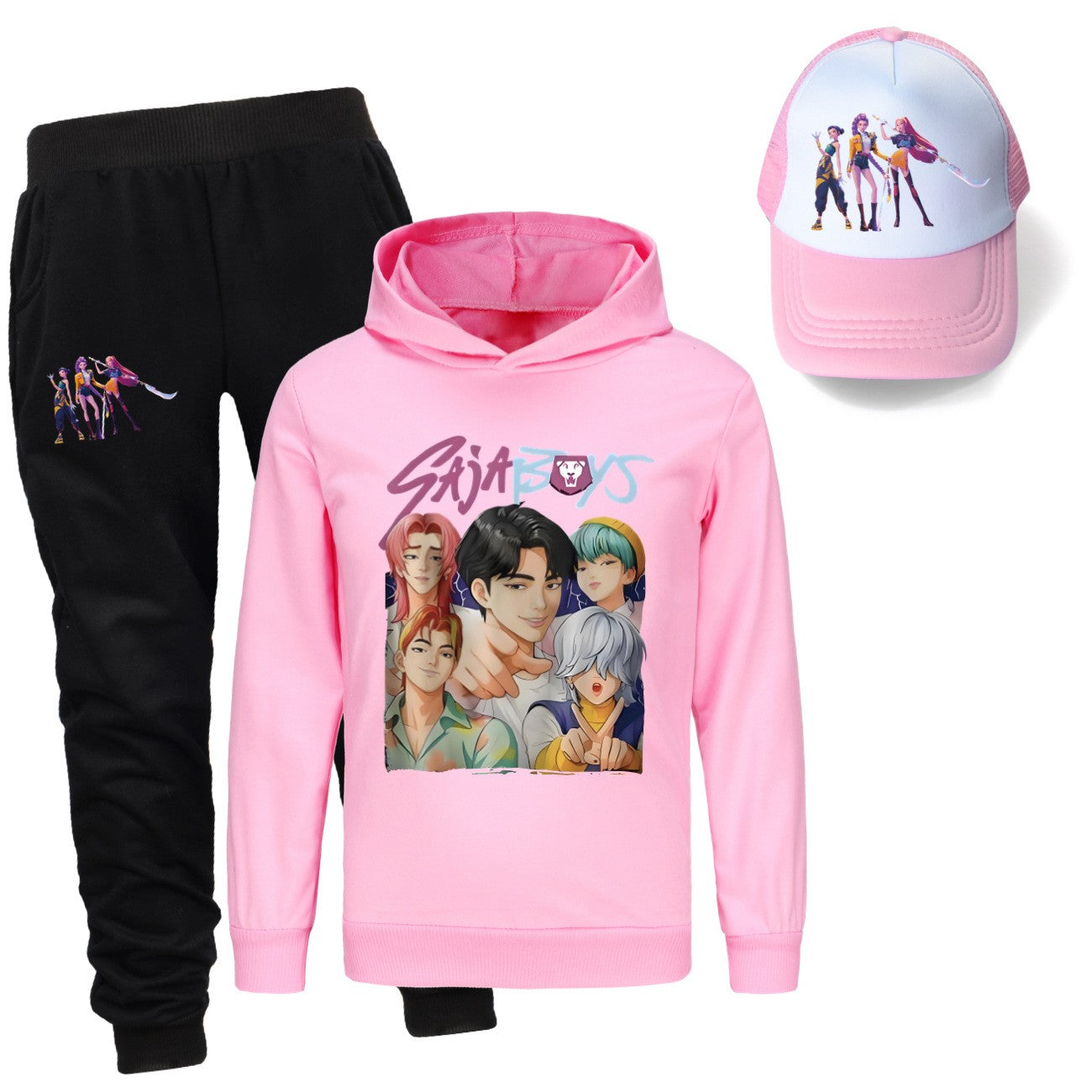 Kpop demon hunters huntrix conjuntos de roupas meninos moletons menino moletom +