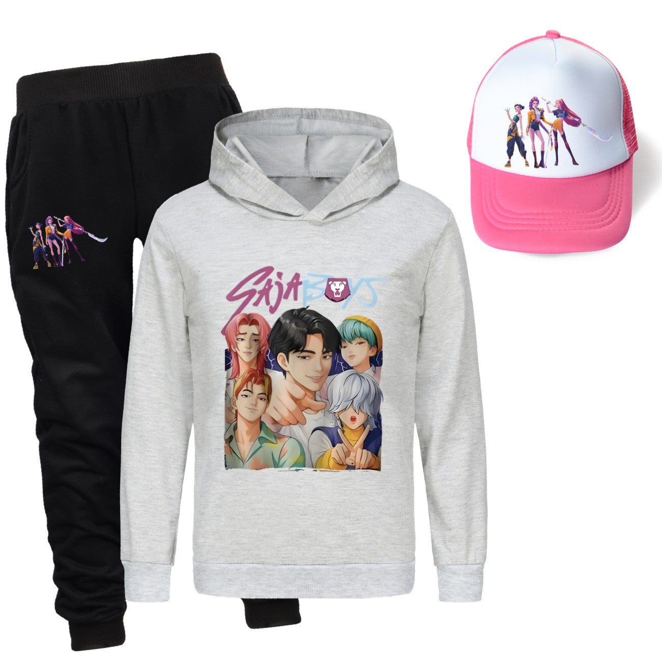 Kpop demon hunters huntrix conjuntos de roupas meninos moletons menino moletom +