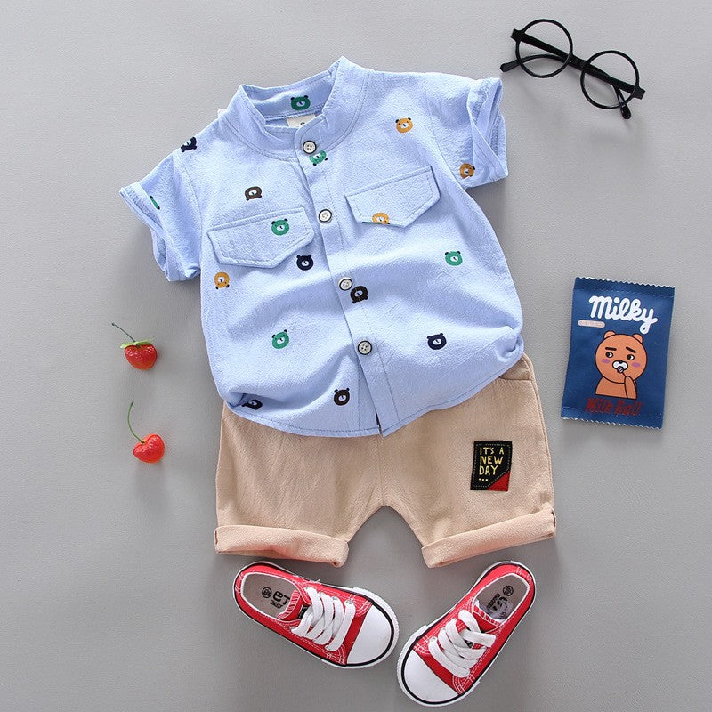 Conjunto de roupas casuais de verão para bebês, shorts e top, roupas infantis,