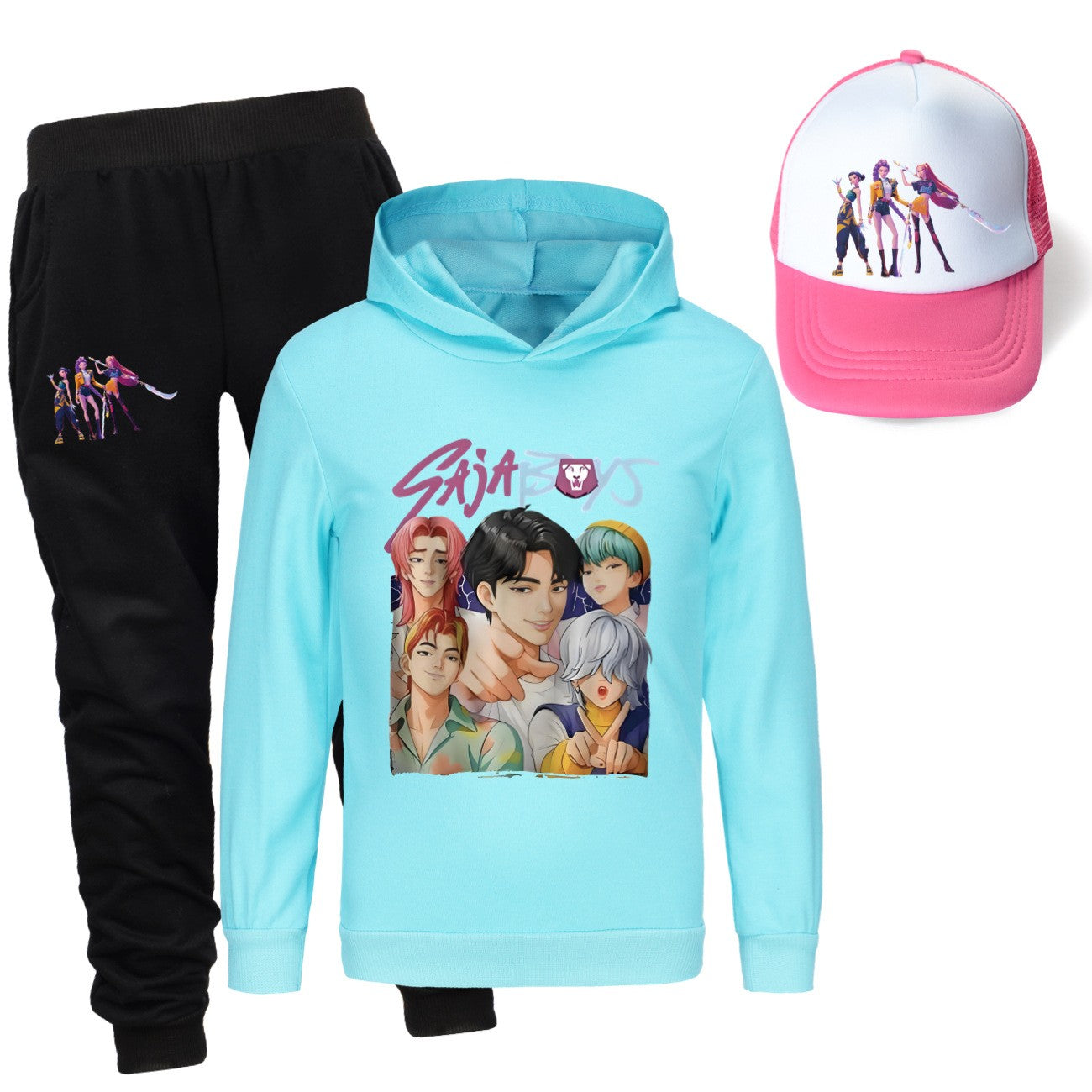 Kpop demon hunters huntrix conjuntos de roupas meninos moletons menino moletom +