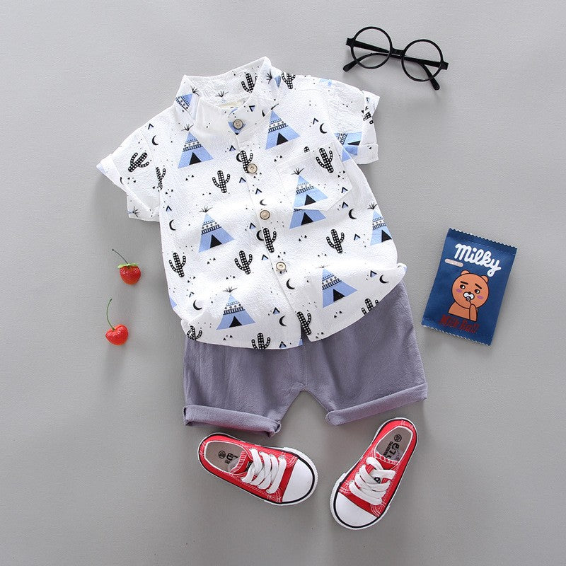 Conjunto de roupas casuais de verão para bebês, shorts e top, roupas infantis,