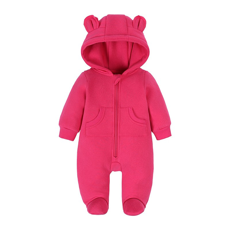 0-24m bonito bebê recém-nascido macacão inverno absorvente velo roupas quente