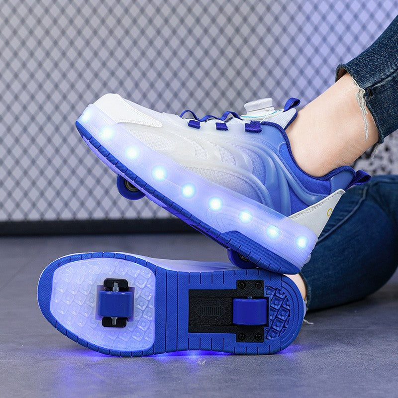 Ténis LED Infantis Unissex de Cano Médio (7-13 Anos) - Respiráveis e com Retalhos