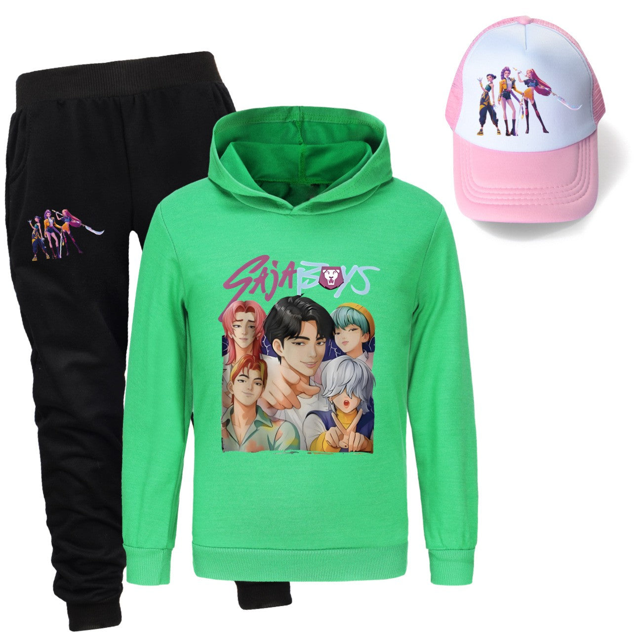 Kpop demon hunters huntrix conjuntos de roupas meninos moletons menino moletom +