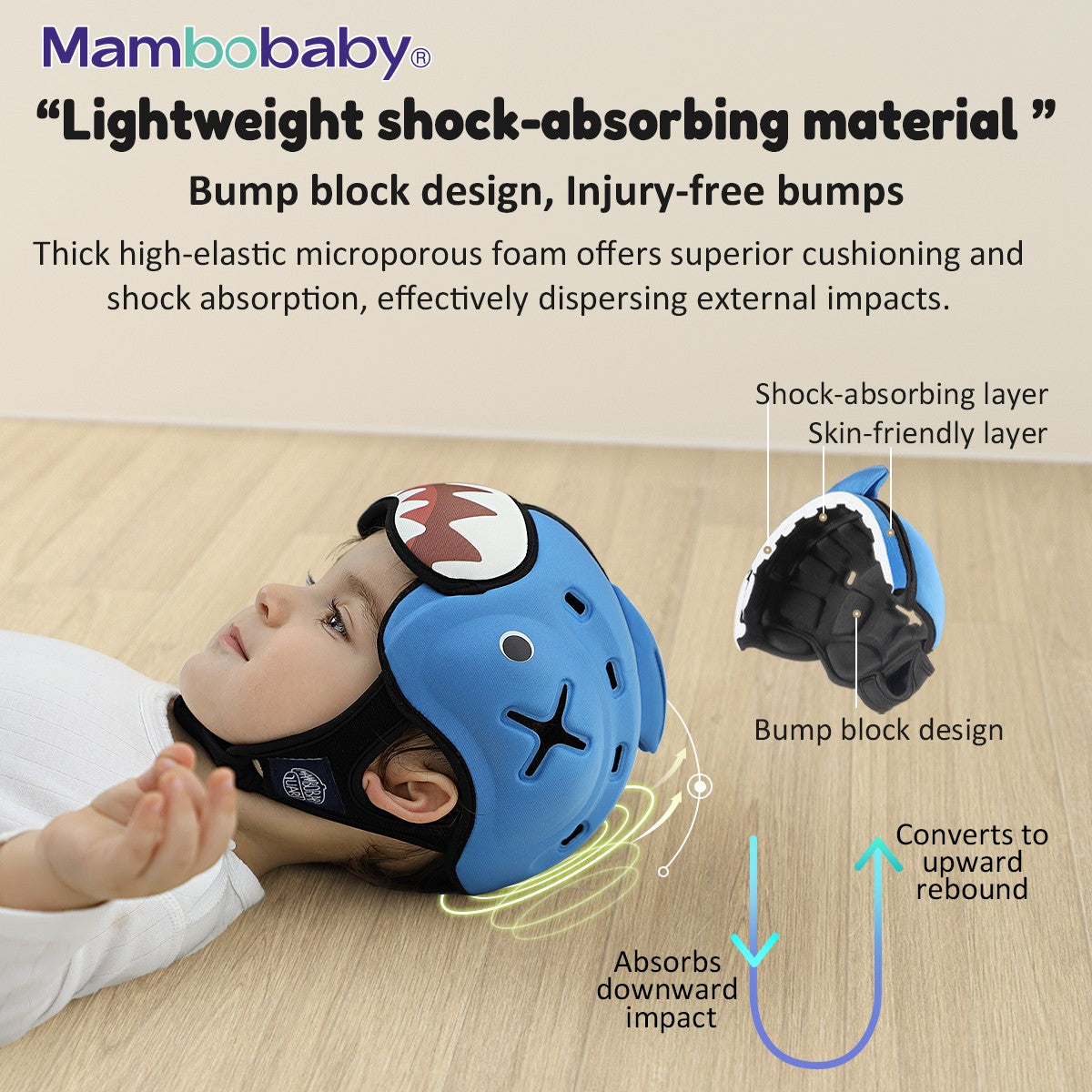 Capacete de Proteção Anti-Impacto para Bebê Mambobaby Guard - Leve, Respirável e com Design Fofo de Animais