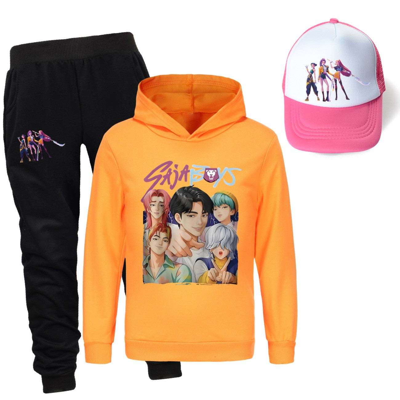 Kpop demon hunters huntrix conjuntos de roupas meninos moletons menino moletom +