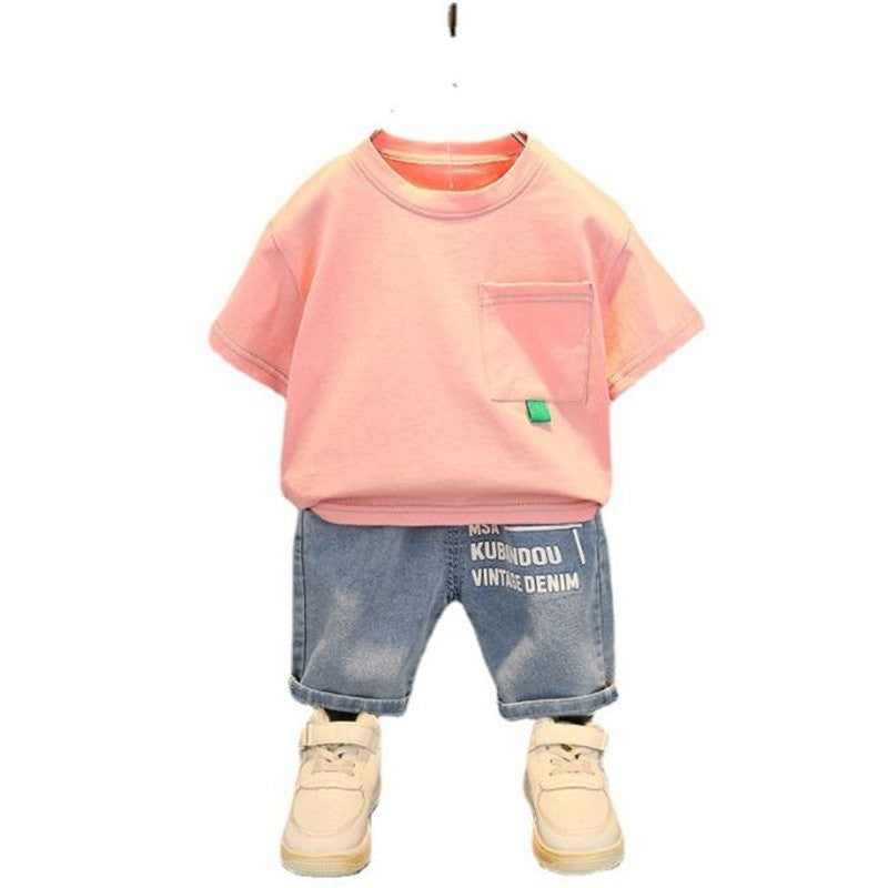 Novo verão bebê menino crianças roupas terno tops de manga curta camiseta cal