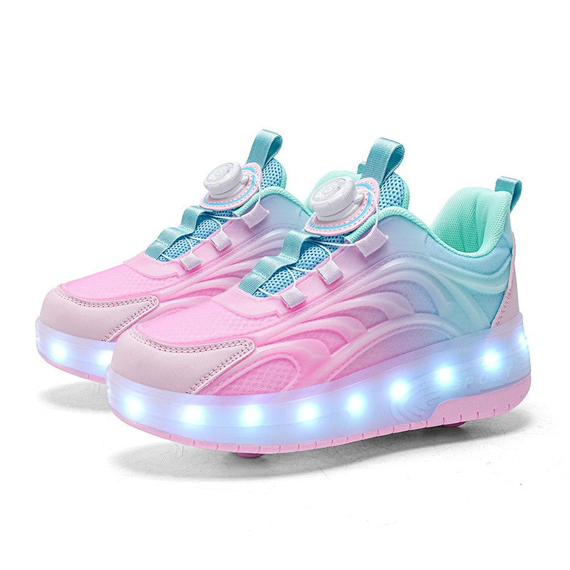 Ténis LED Infantis Unissex de Cano Médio (7-13 Anos) - Respiráveis e com Retalhos