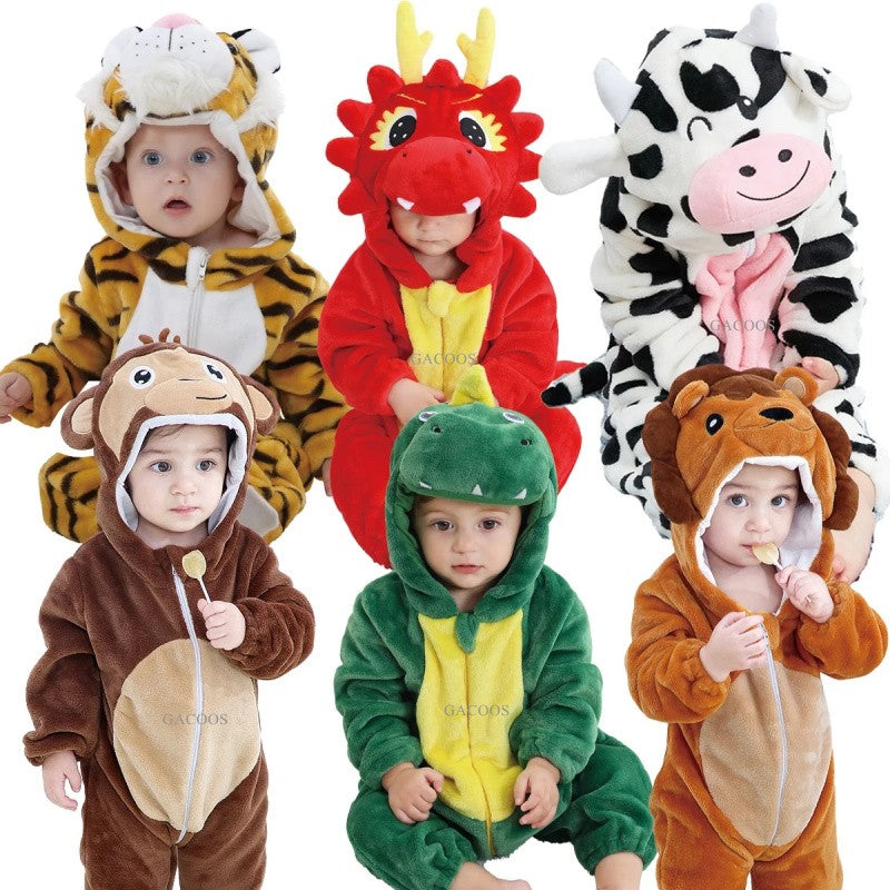 Trajes de dinossauro vermelho macacão de bebê recém-nascido criança cosplay