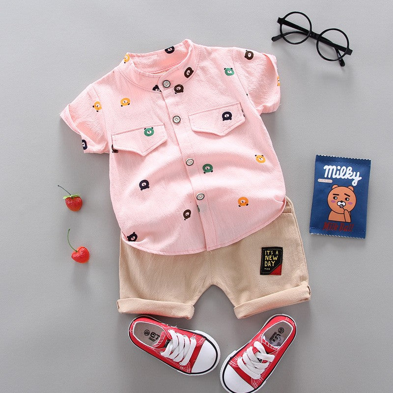 Conjunto de roupas casuais de verão para bebês, shorts e top, roupas infantis,