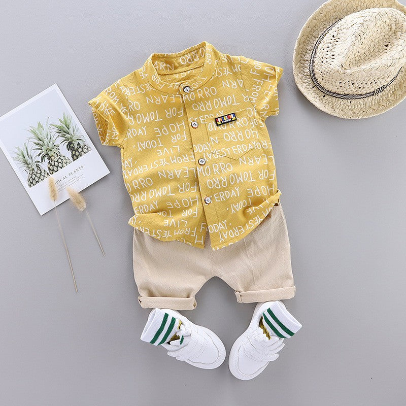 Conjunto de roupas casuais de verão para bebês, shorts e top, roupas infantis,