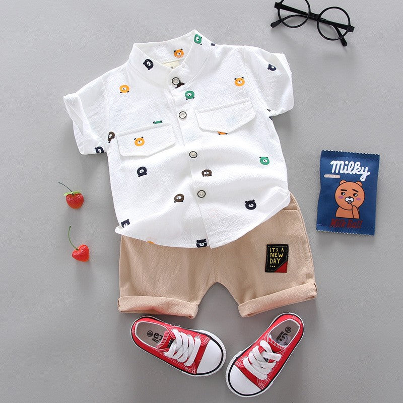 Conjunto de roupas casuais de verão para bebês, shorts e top, roupas infantis,