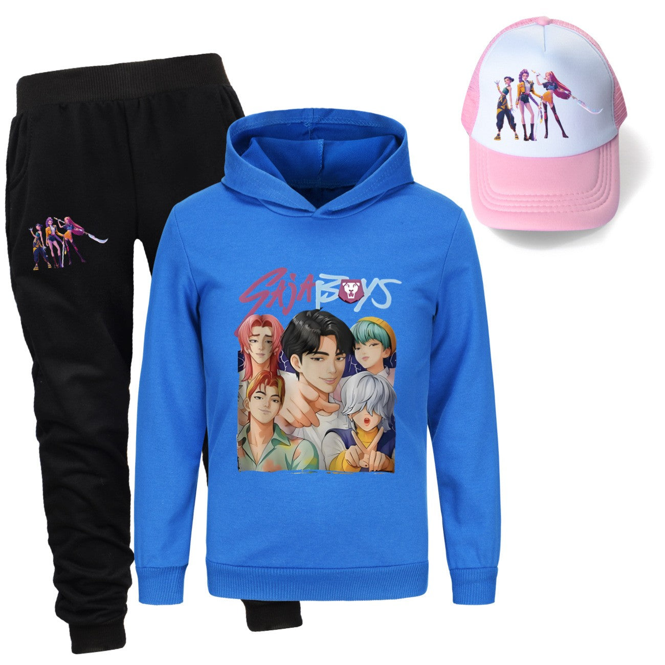 Kpop demon hunters huntrix conjuntos de roupas meninos moletons menino moletom +