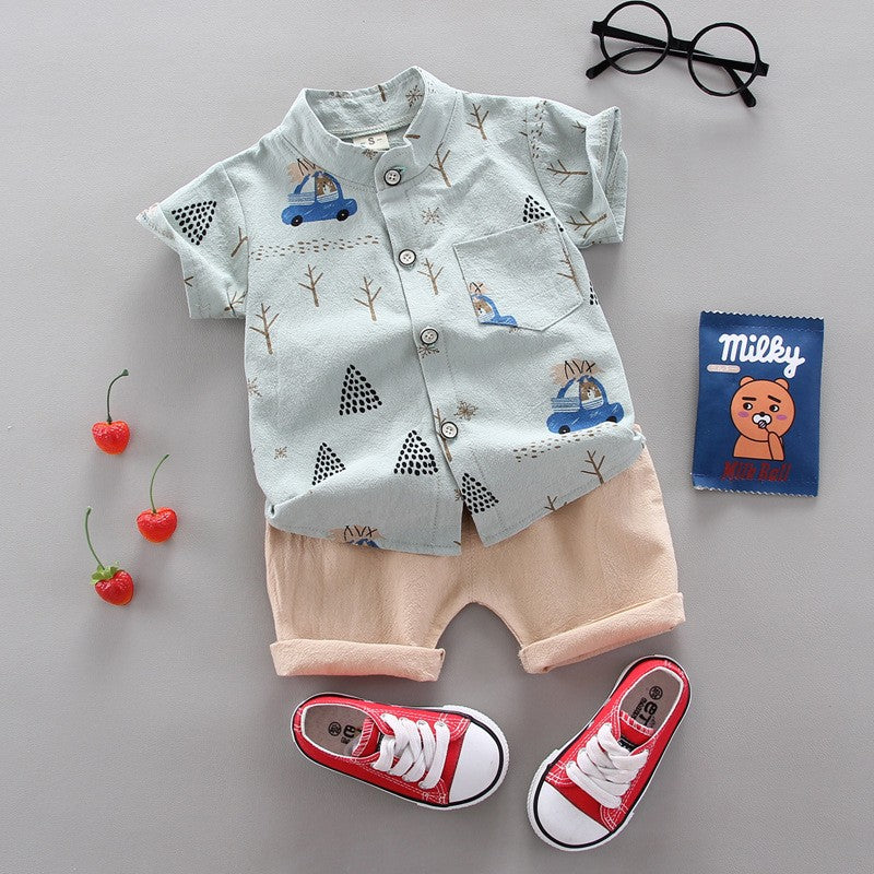 Conjunto de roupas casuais de verão para bebês, shorts e top, roupas infantis,