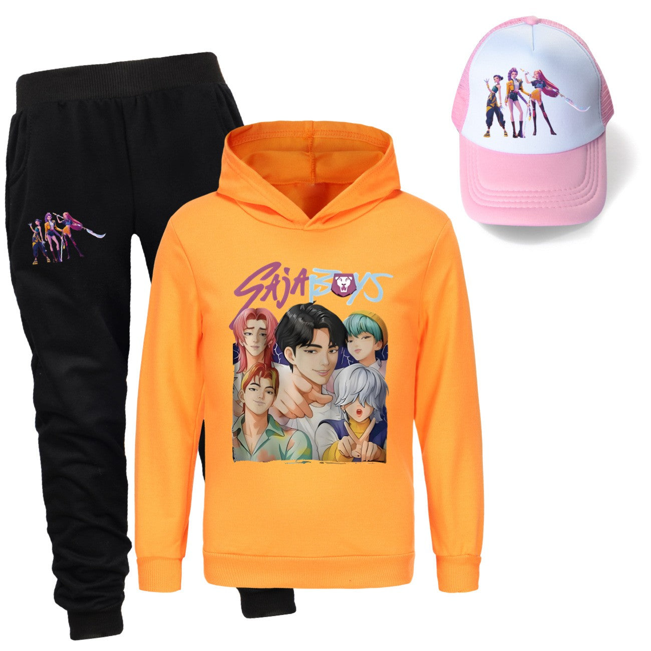 Kpop demon hunters huntrix conjuntos de roupas meninos moletons menino moletom +