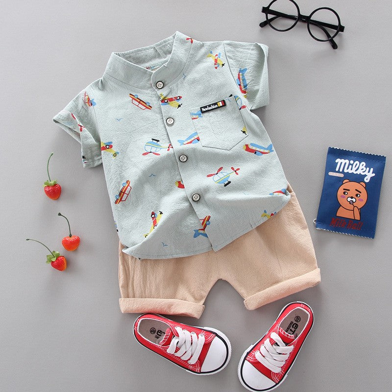 Conjunto de roupas casuais de verão para bebês, shorts e top, roupas infantis,