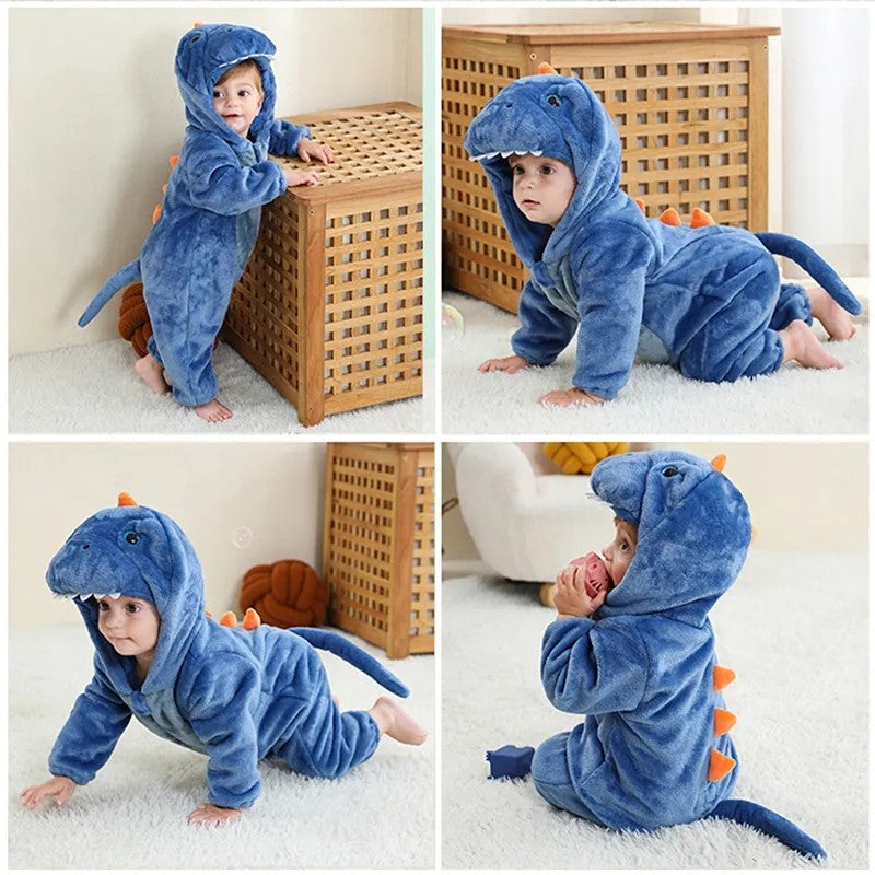 Trajes de dinossauro vermelho macacão de bebê recém-nascido criança cosplay