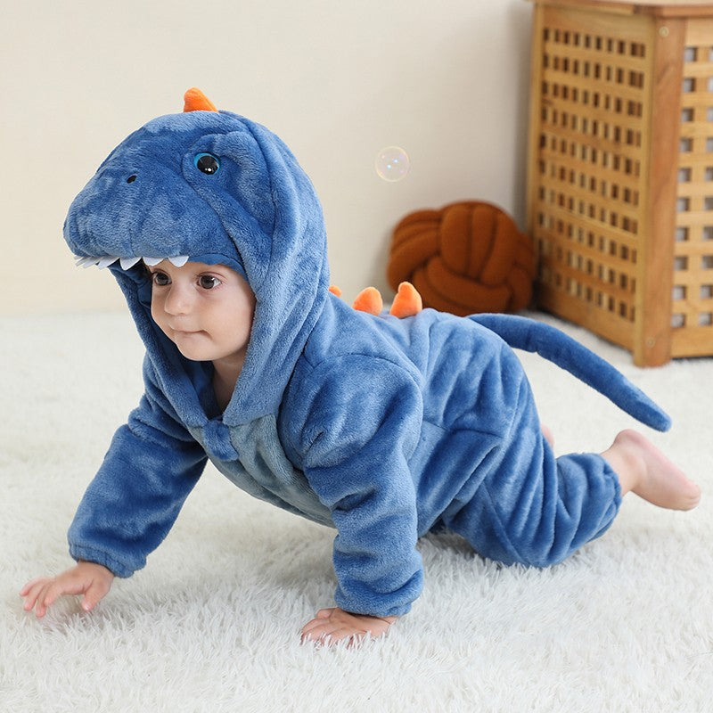 Trajes de dinossauro vermelho macacão de bebê recém-nascido criança cosplay