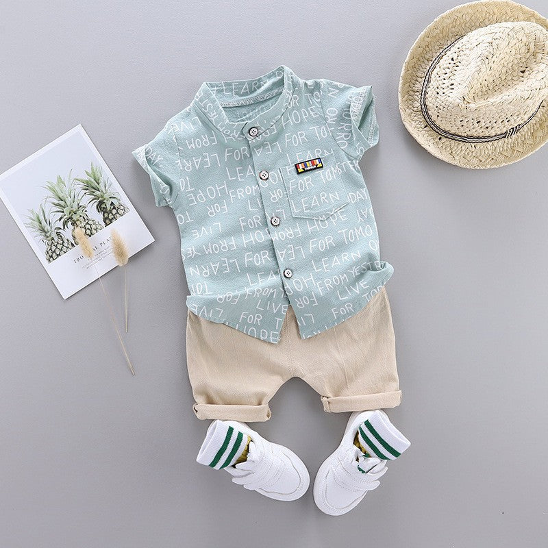 Conjunto de roupas casuais de verão para bebês, shorts e top, roupas infantis,