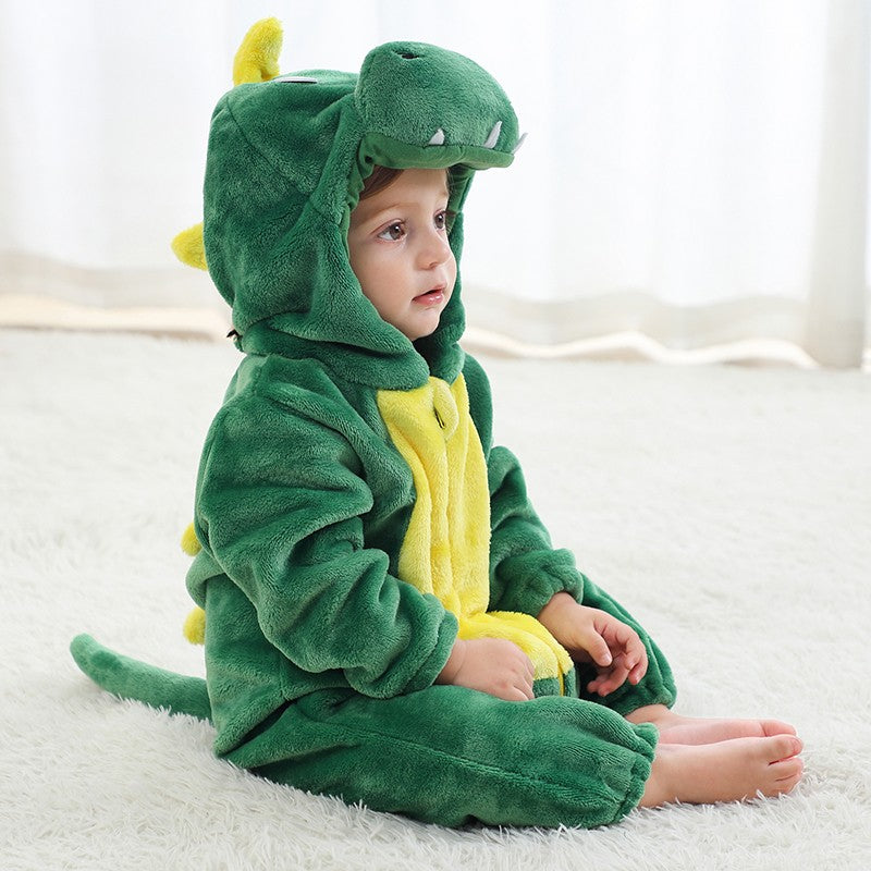 Trajes de dinossauro vermelho macacão de bebê recém-nascido criança cosplay