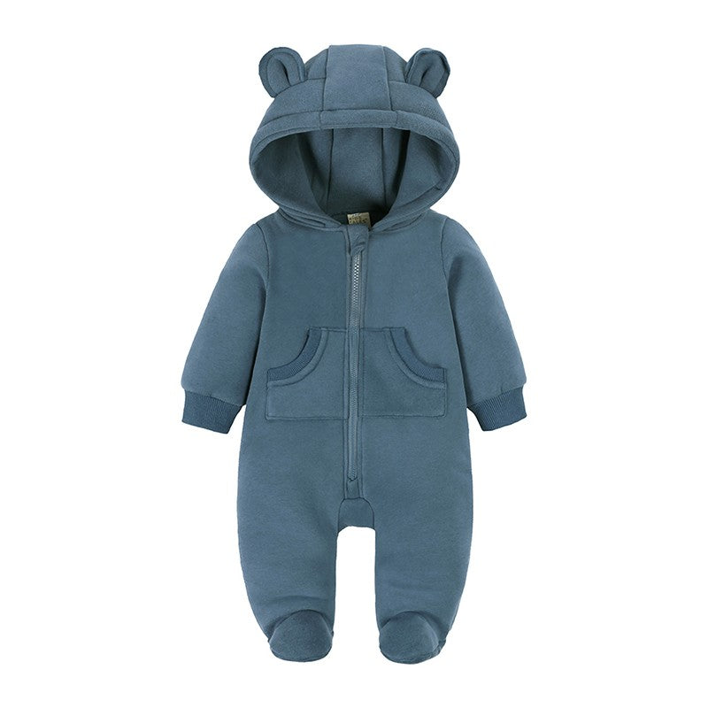 0-24m bonito bebê recém-nascido macacão inverno absorvente velo roupas quente