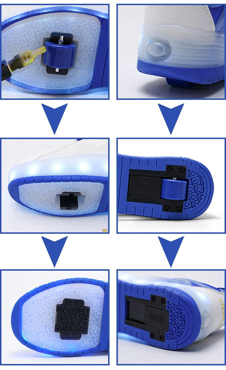 Ténis LED Infantis Unissex de Cano Médio (7-13 Anos) - Respiráveis e com Retalhos