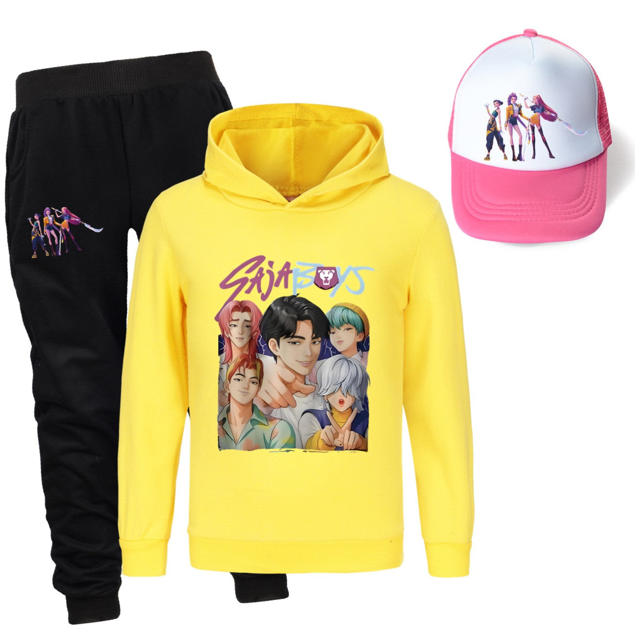 Kpop demon hunters huntrix conjuntos de roupas meninos moletons menino moletom +