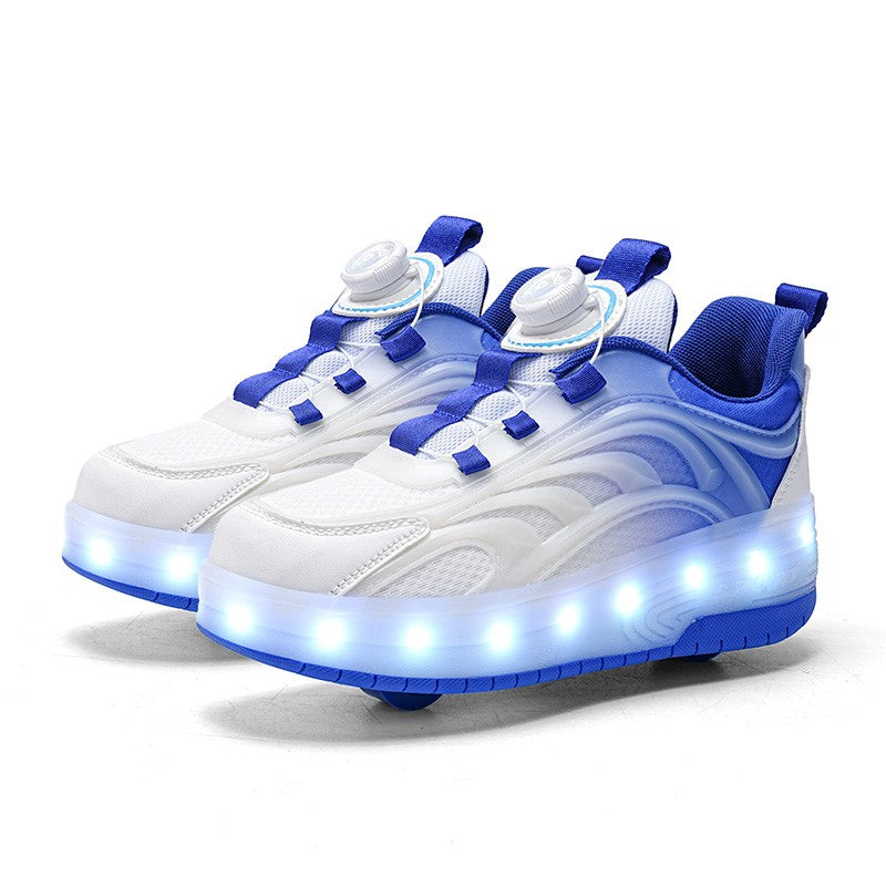 Ténis LED Infantis Unissex de Cano Médio (7-13 Anos) - Respiráveis e com Retalhos