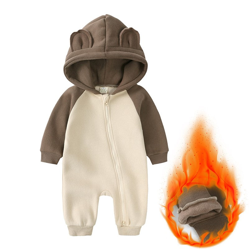 0-24m bonito bebê recém-nascido macacão inverno absorvente velo roupas quente