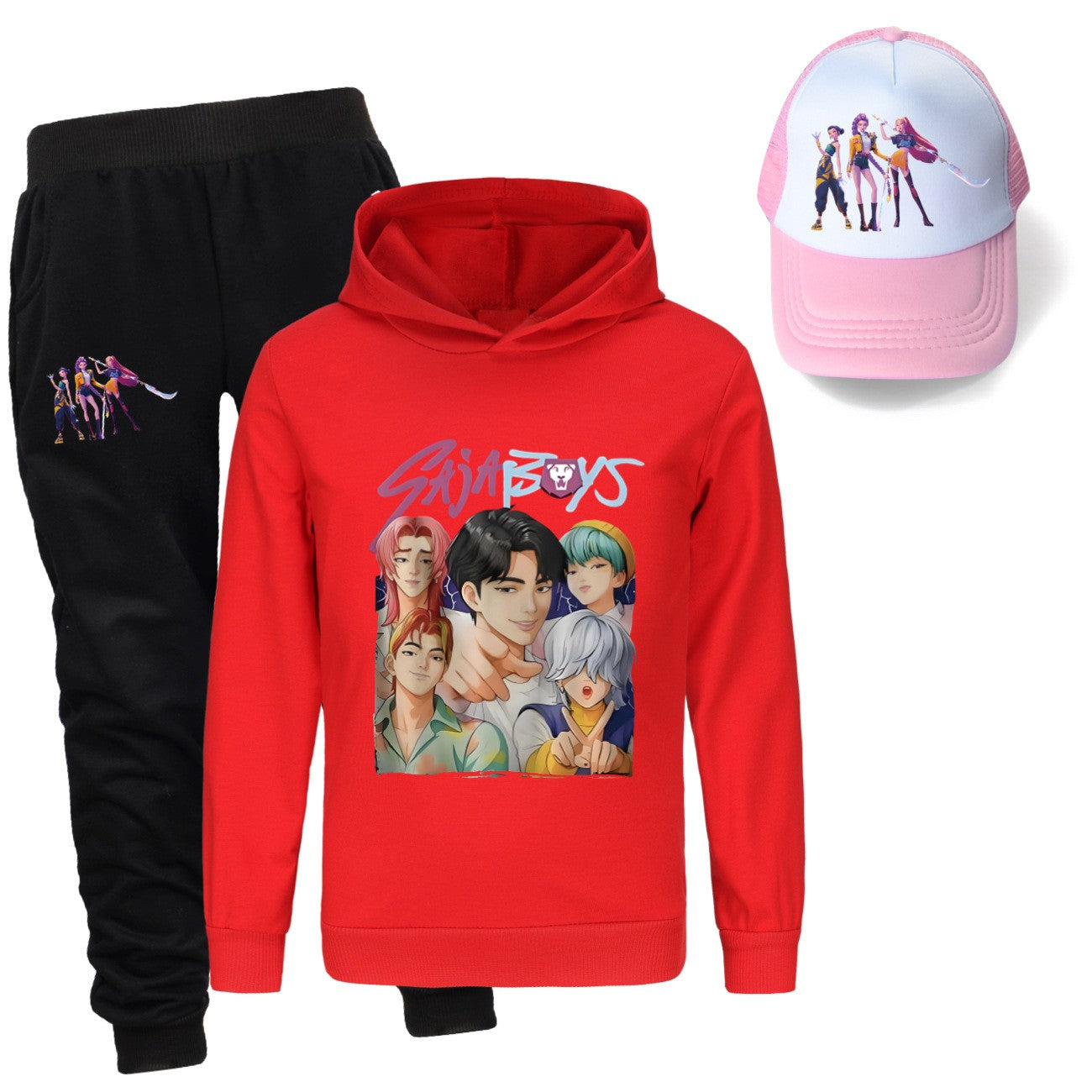 Kpop demon hunters huntrix conjuntos de roupas meninos moletons menino moletom +