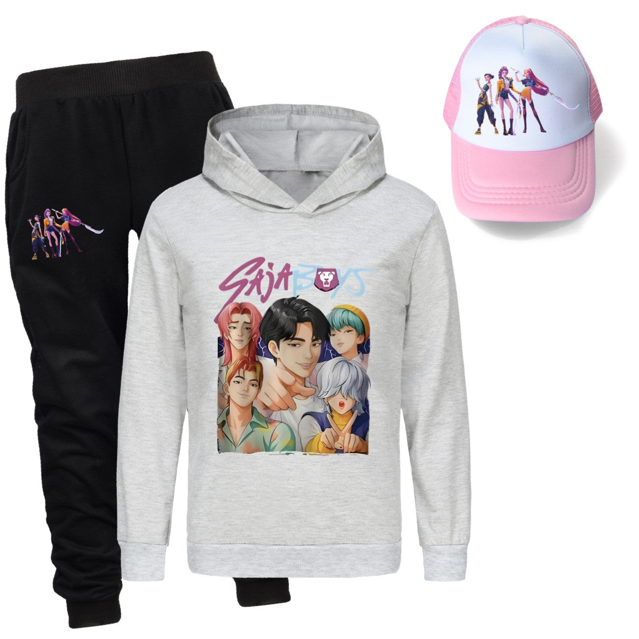 Kpop demon hunters huntrix conjuntos de roupas meninos moletons menino moletom +