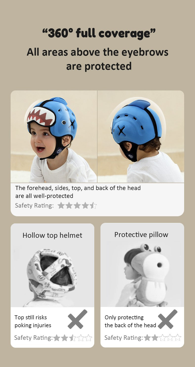 Capacete de Proteção Anti-Impacto para Bebê Mambobaby Guard - Leve, Respirável e com Design Fofo de Animais