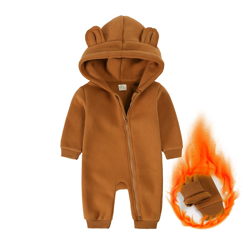 0-24m bonito bebê recém-nascido macacão inverno absorvente velo roupas quente
