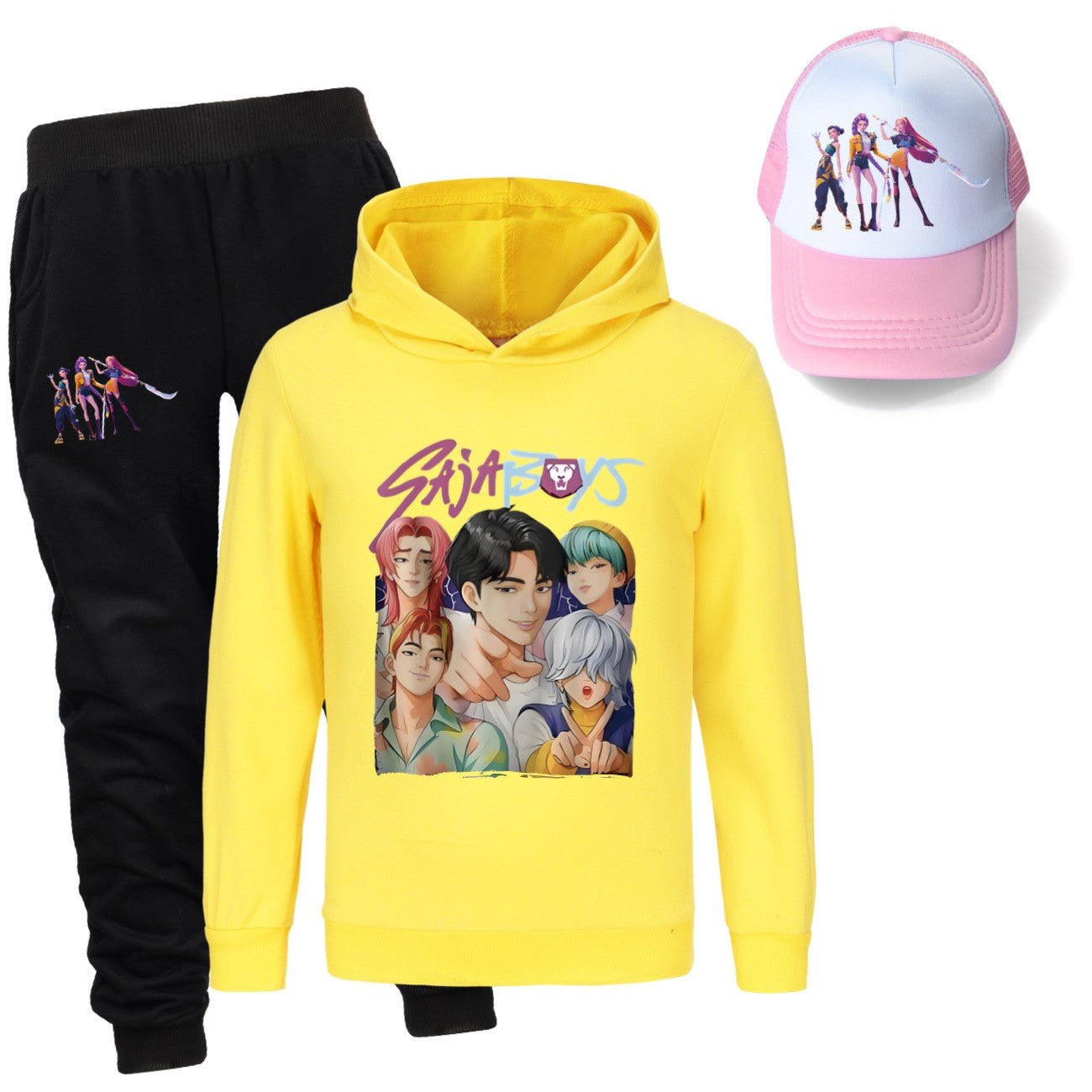 Kpop demon hunters huntrix conjuntos de roupas meninos moletons menino moletom +