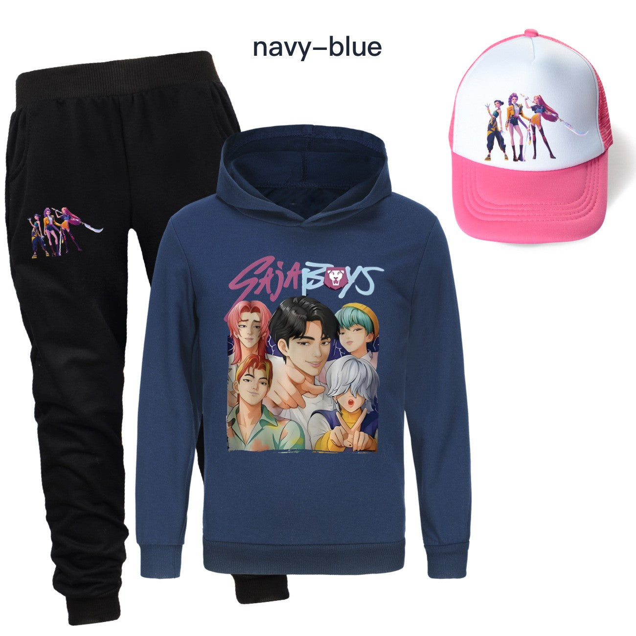 Kpop demon hunters huntrix conjuntos de roupas meninos moletons menino moletom +