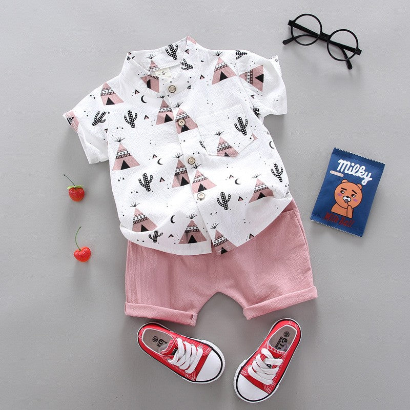 Conjunto de roupas casuais de verão para bebês, shorts e top, roupas infantis,