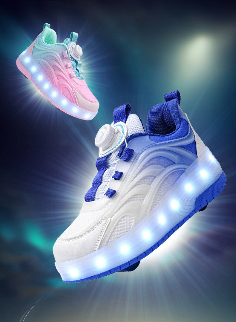 Ténis LED Infantis Unissex de Cano Médio (7-13 Anos) - Respiráveis e com Retalhos