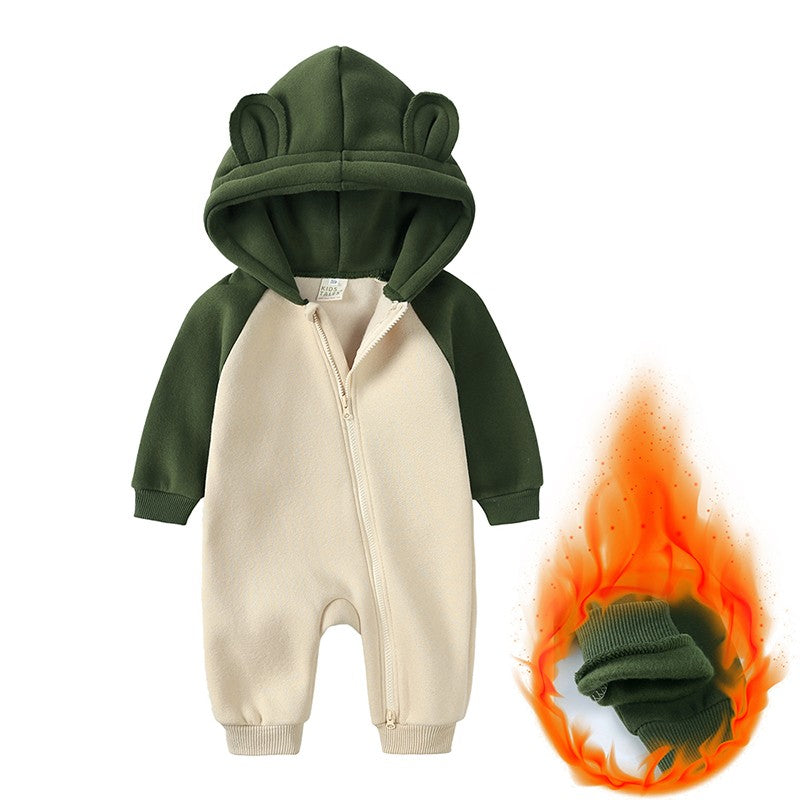 0-24m bonito bebê recém-nascido macacão inverno absorvente velo roupas quente