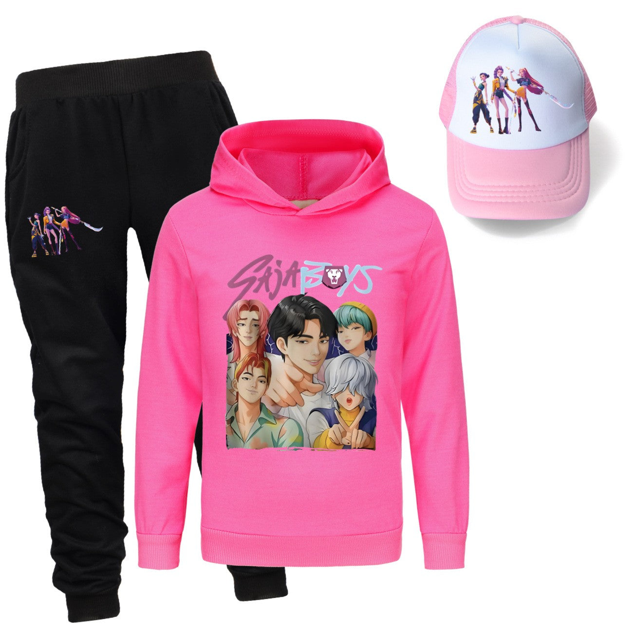 Kpop demon hunters huntrix conjuntos de roupas meninos moletons menino moletom +