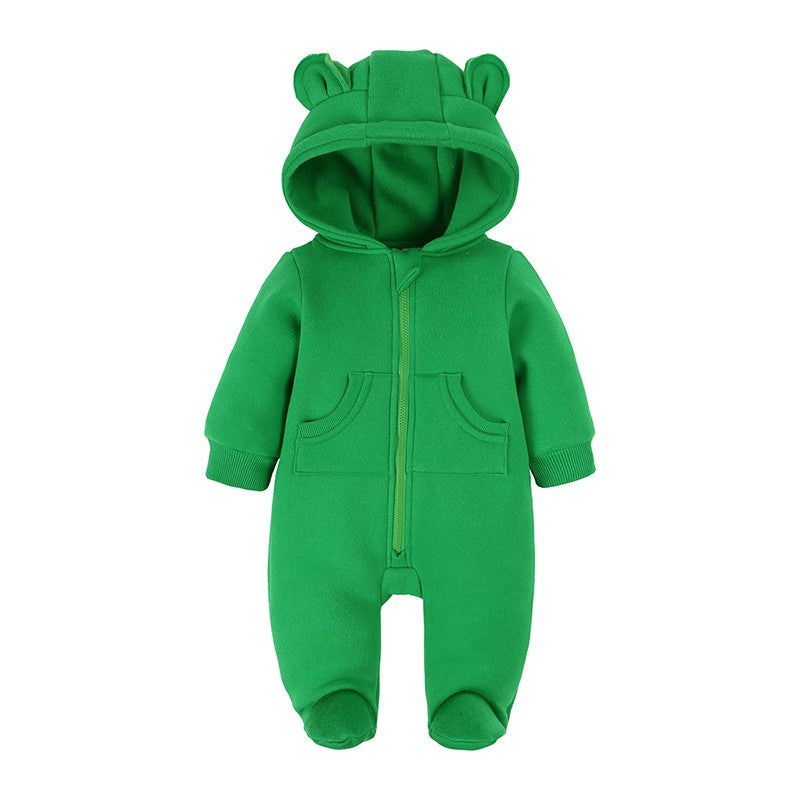 0-24m bonito bebê recém-nascido macacão inverno absorvente velo roupas quente