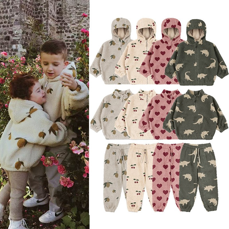 Conjunto de esportes infantis 25 a/w ks novo moletom com capuz infantil conjunto