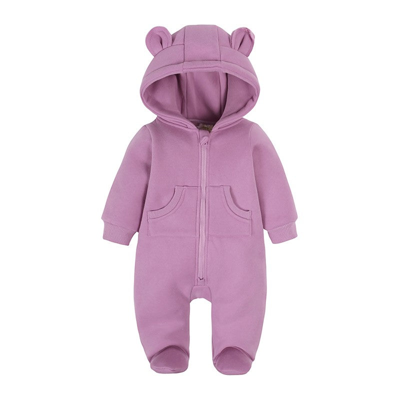 0-24m bonito bebê recém-nascido macacão inverno absorvente velo roupas quente
