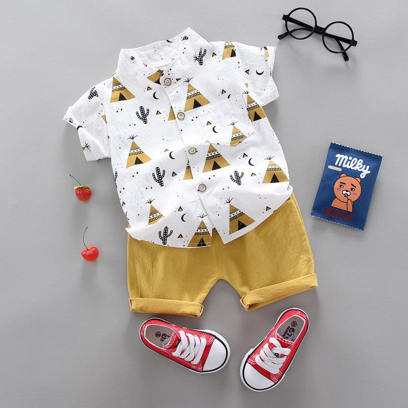 Conjunto de roupas casuais de verão para bebês, shorts e top, roupas infantis,