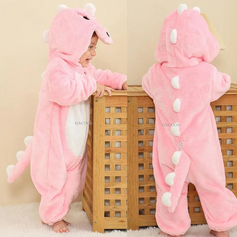 Trajes de dinossauro vermelho macacão de bebê recém-nascido criança cosplay