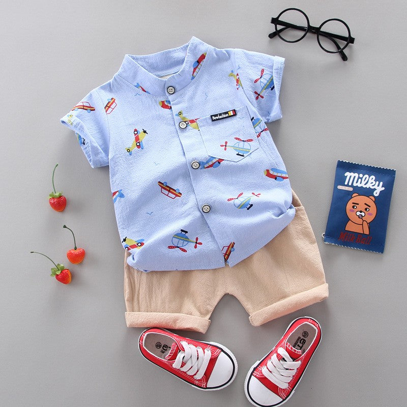 Conjunto de roupas casuais de verão para bebês, shorts e top, roupas infantis,