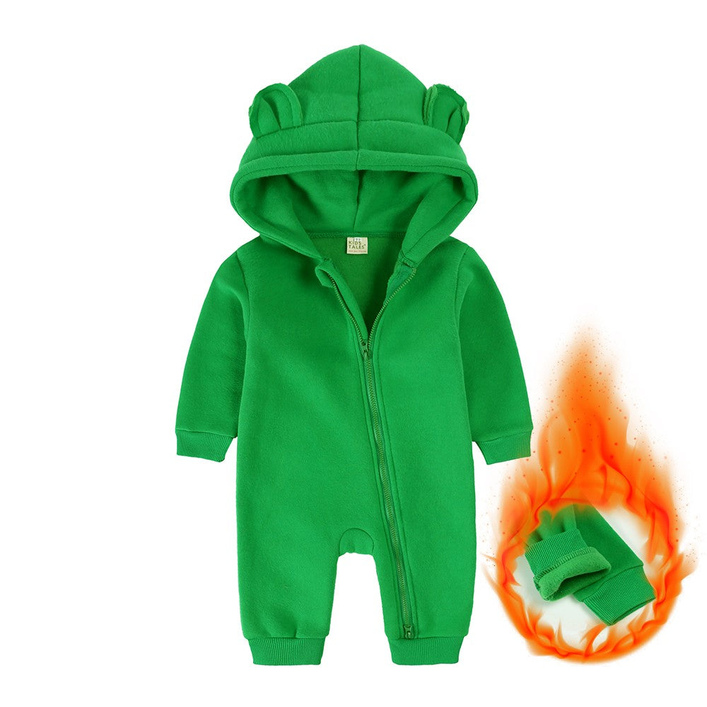 0-24m bonito bebê recém-nascido macacão inverno absorvente velo roupas quente