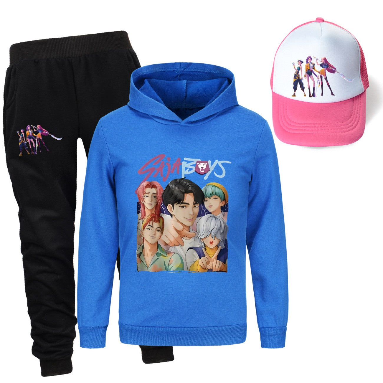Kpop demon hunters huntrix conjuntos de roupas meninos moletons menino moletom +