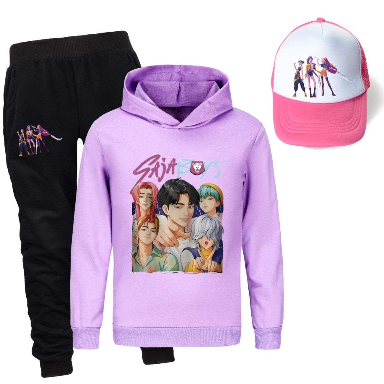 Kpop demon hunters huntrix conjuntos de roupas meninos moletons menino moletom +